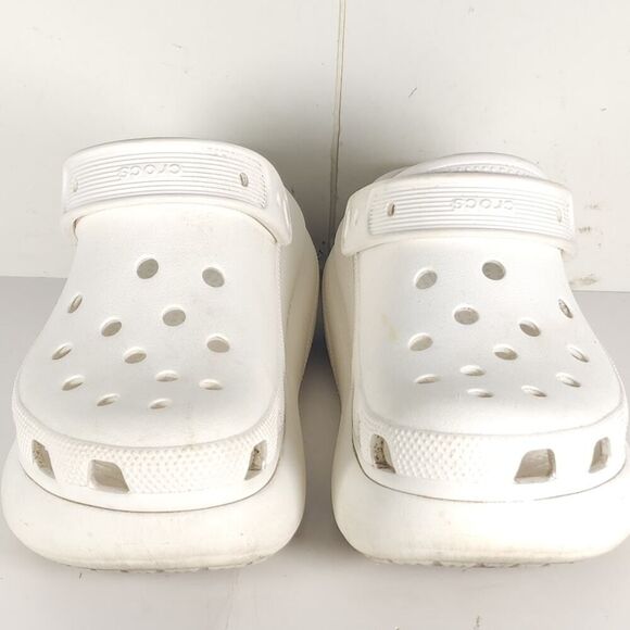 Crocs Women's Mega Crush US7 Triple White Platform Wedge Classic Clogs Sandals - Picture 5 of 16